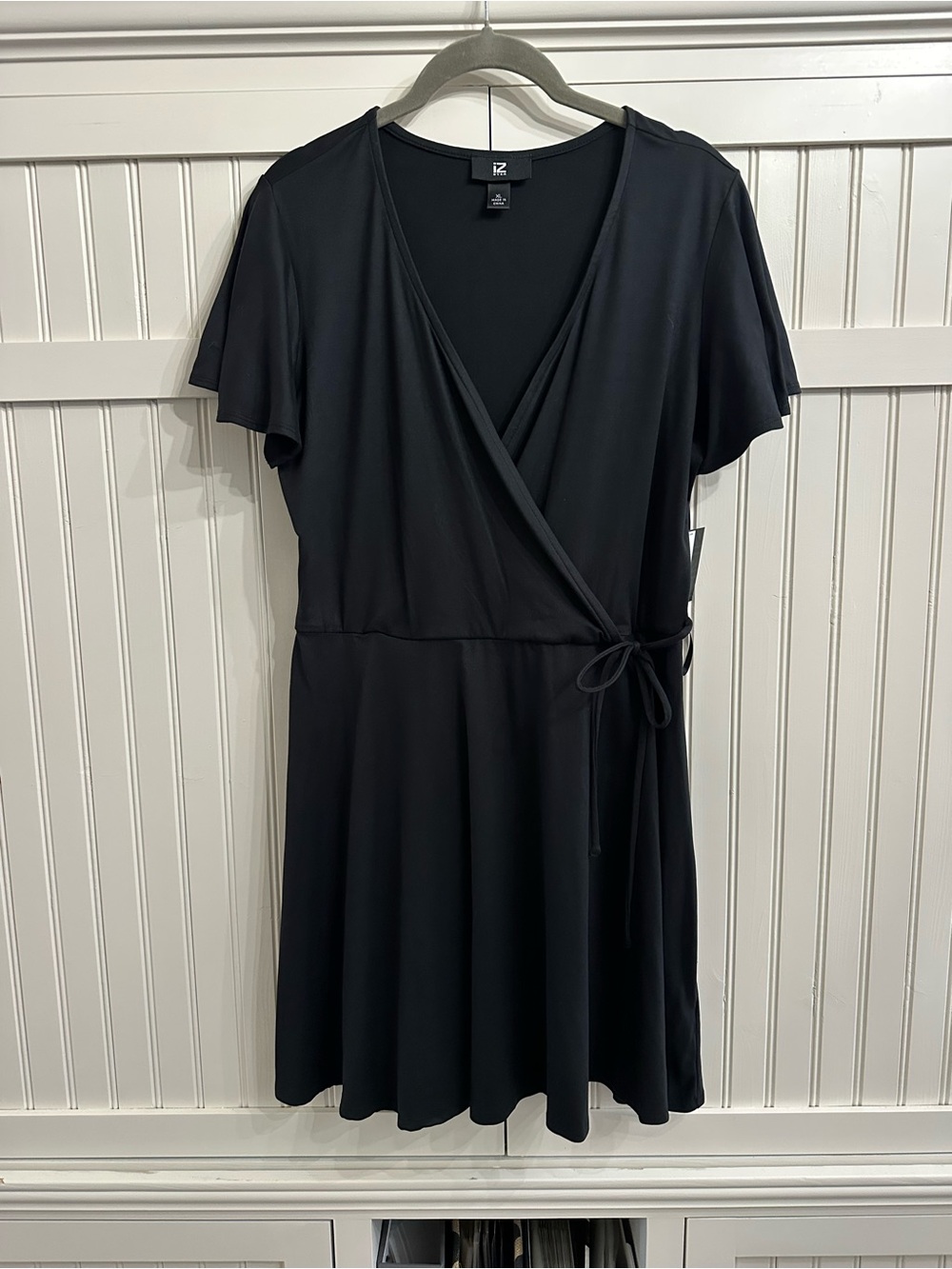 Iz Byer Black Wrap Mini Dress